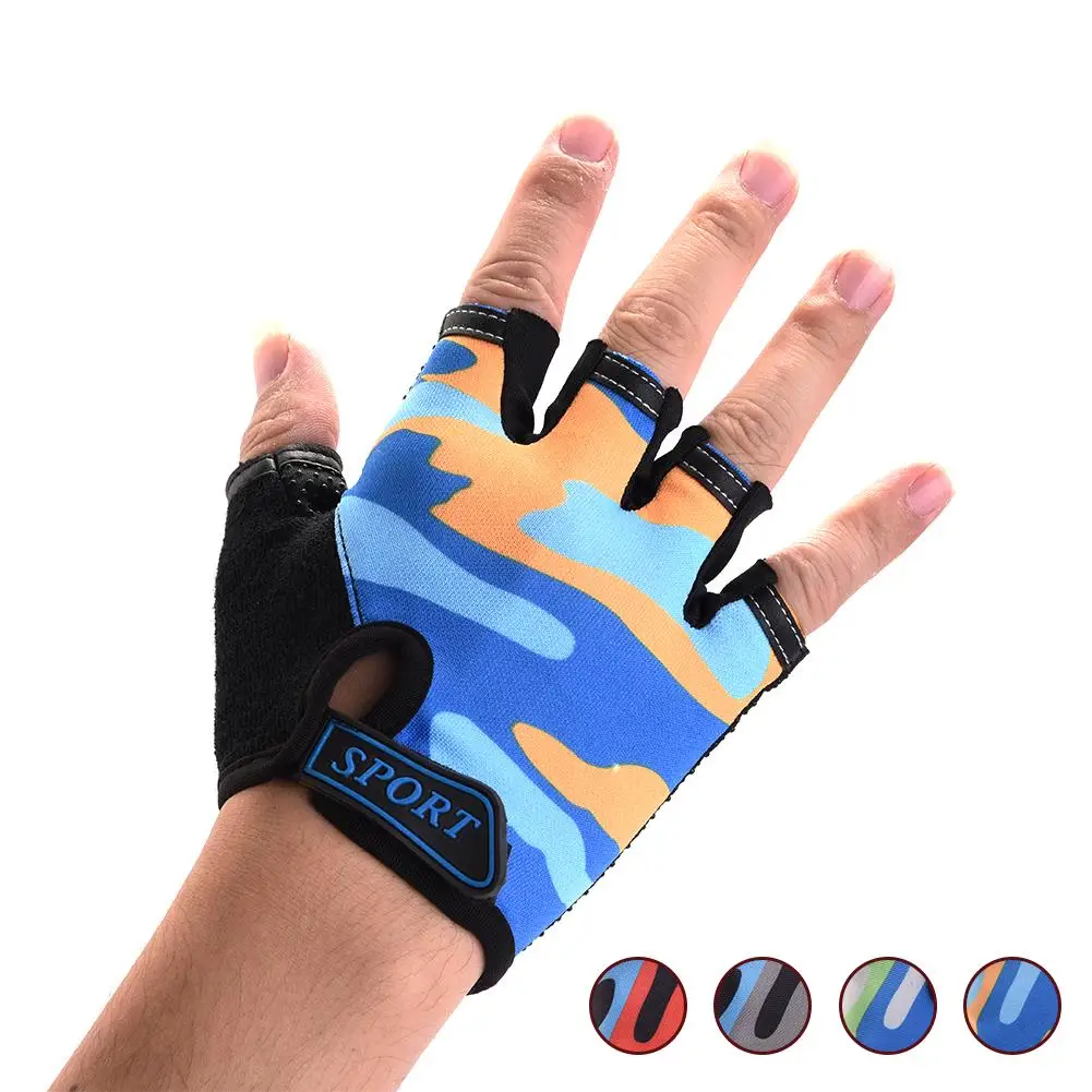 

Cycling Camouflage Children's Half Finger Gloves Riding Hand Gloves Riding Anti-slip Care Hand Slip Accessories For Yoga