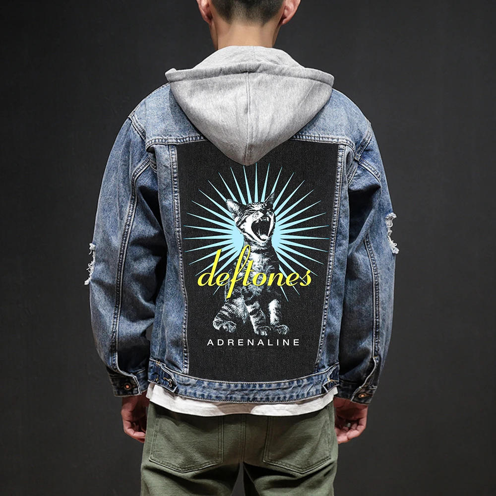 

Bloodhoof Store Deftones Rock And Roll Death Heavy Hardcore Punk Style Patch Designs Denim Jeans mens Jackets And Coats