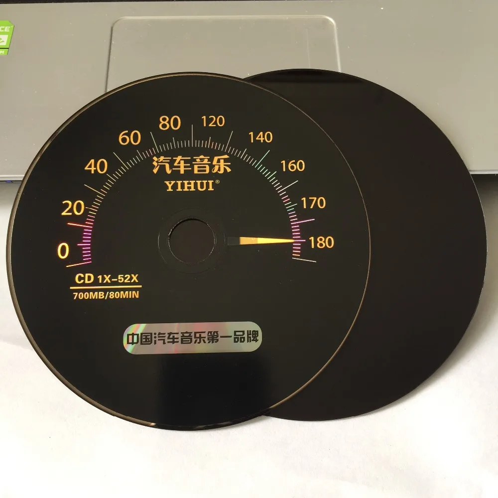 

Wholesale 10 Discs Grade A 700 MB 52x Blank Black Speedometer Printed CD-R Disc