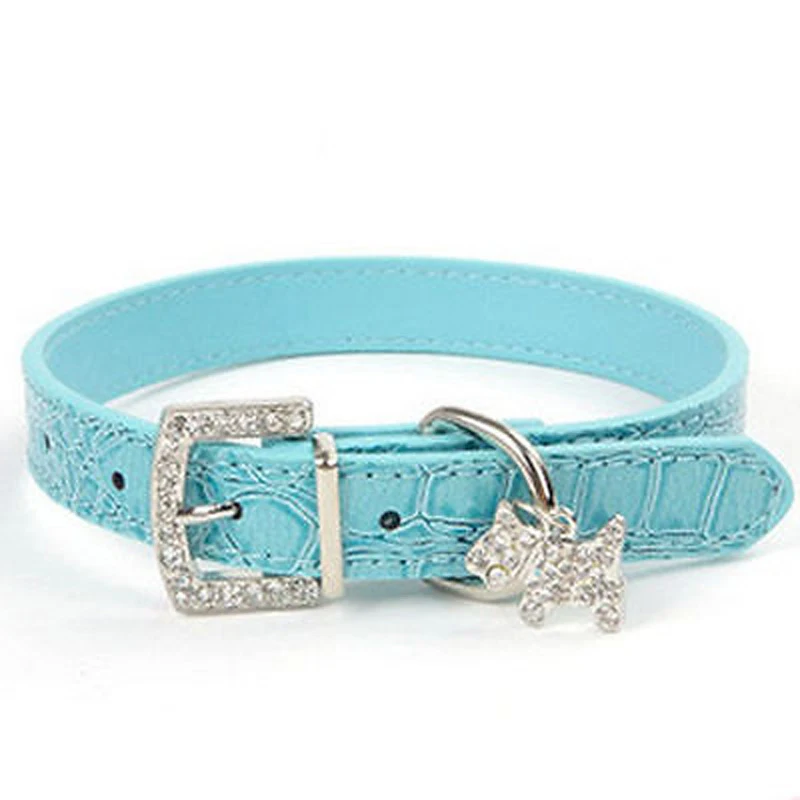 Puppy Dogs Collar Rhinestone PU Leather Pets Supply Dog Collars Perro