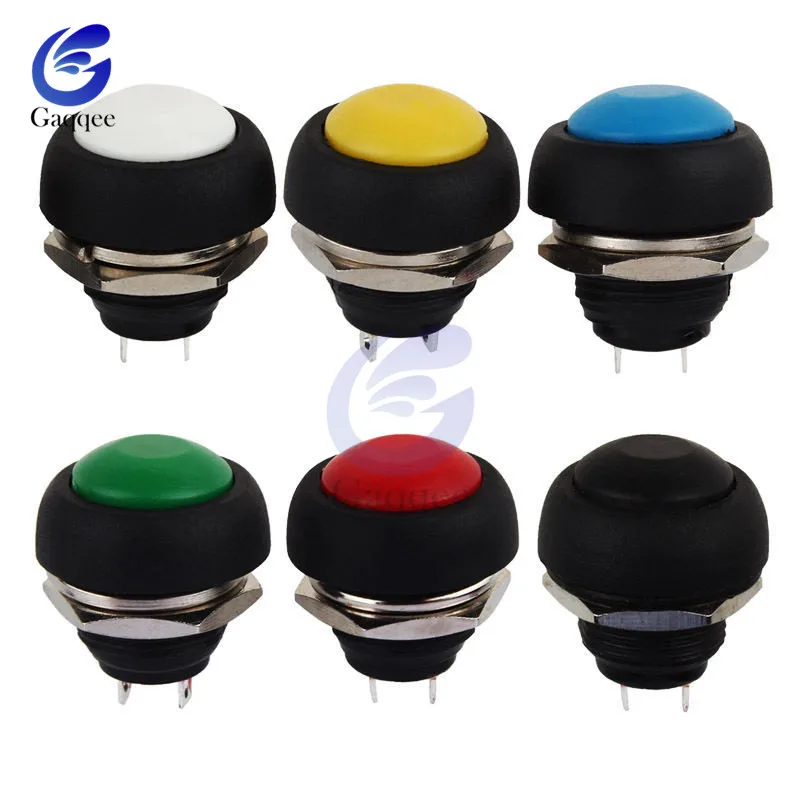 

5Pcs 2Pin Mini Switch 12mm 1A waterproof switch pbs33b 12v momentary Push button Switch reset Non-locking pbs-33b