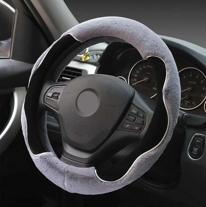 

rete automobile 38cm Universal Car Steering Wheel Cover antislip fashion two color short fur two color design