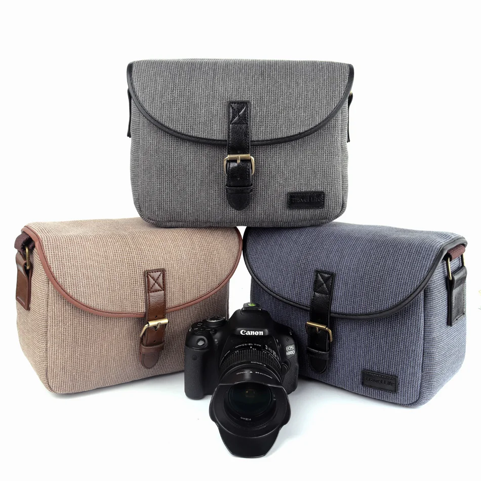 Vintage Canvas DSLR Camera Bag For Sony alpha A7 III II A450 A390 A58