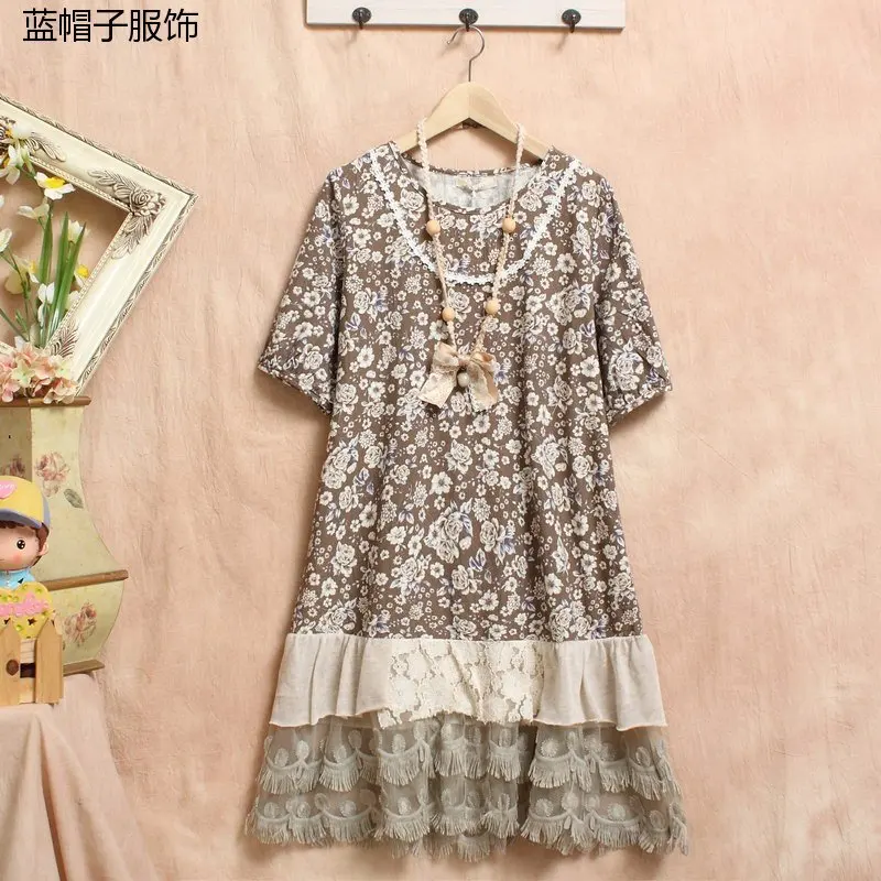 Us 6384 Hippie Crochet Embroidery Vintage Mori Girl Lolita Lace Hippie Boho Chic Cropped Bohemian Linen Cotton Tunique Patchwork Robes In Dresses