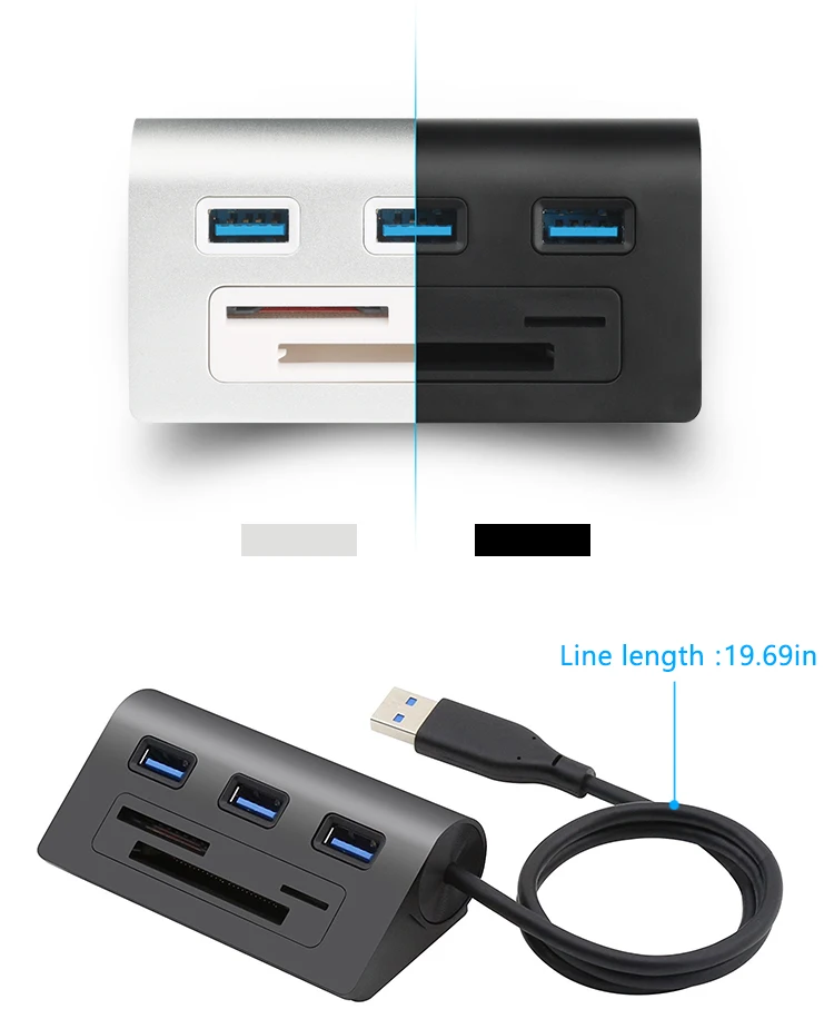 Rocketek multi usb 3,0 концентратор 3 порты и разъёмы алюминий адаптер splitter SD/TF CF Card Reader для MacBook Ноутбук интимные аксессуары