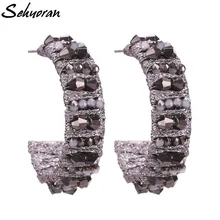 Sehuoran богемные Винтажные серьги-гвоздики с кристаллами Oorbellen для женщин модные стильные эффектные вечерние подарки