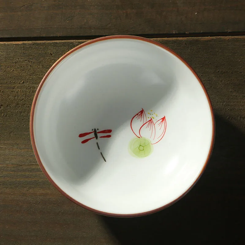 Китайский стиль тонкая ручная работа маленькая чайная чашка кунг-фу Цзиндэчжэнь грубая керамическая чайная чаша Ручная роспись чашка с лотосом - Цвет: 6