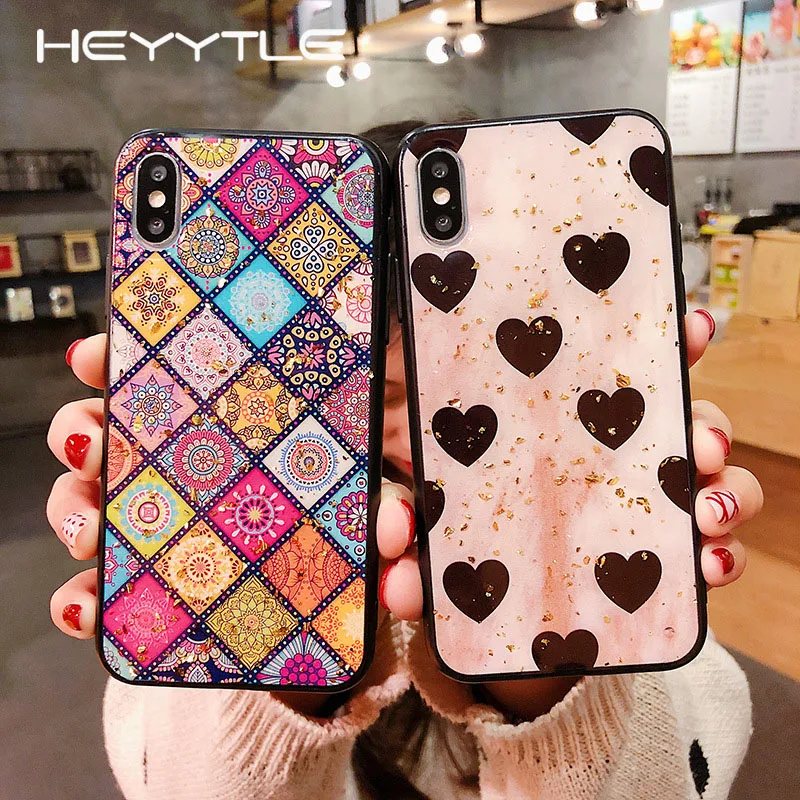 

Heyytle Epoxy Phone Case For iPhone XR XS Max X 7 8 Plus 6 6S Sexy Leopard Cases Cute Love Pattern Back Cover Case 8Plus Coque