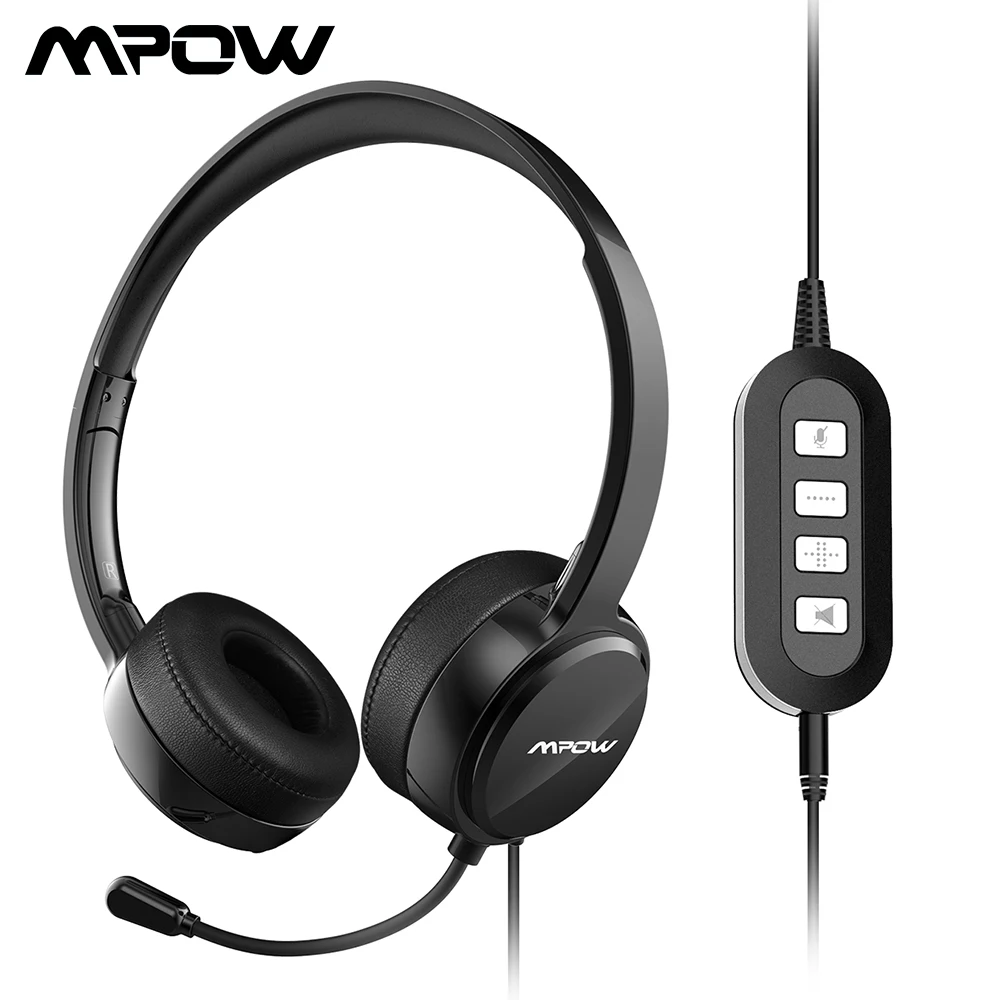 Mpow PA071 проводные наушники гарнитура с шумоподавлением звуковая карта 3,5 мм/USB разъем наушники для Skype колл-центра ПК телефонов Pad