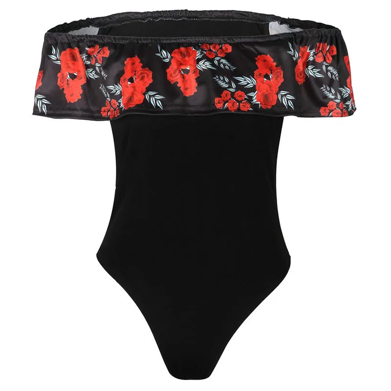 Sexy Women Floral Monokini Lady Off-shoulder One-piece Swimwear Beachwear Bikini