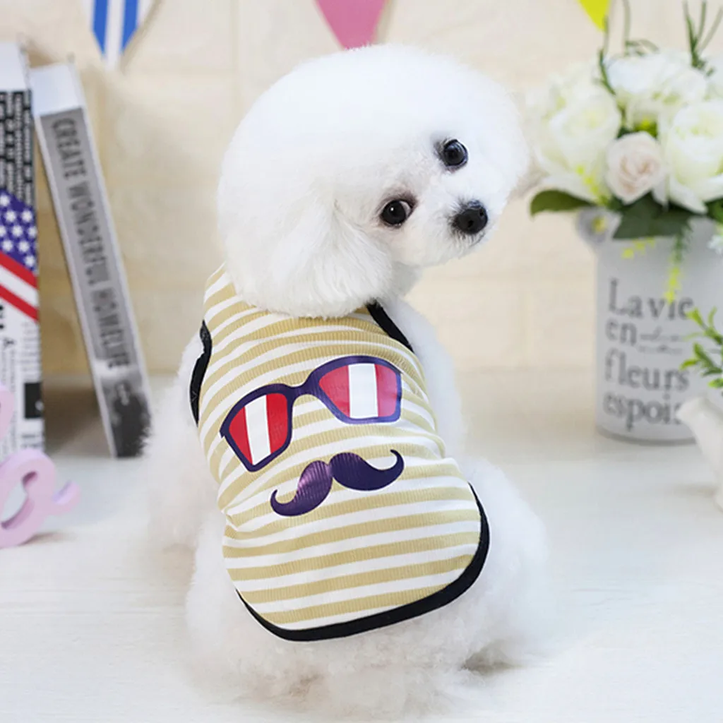 Одежда для собак домашних животных весной и летом очки Усы майка Dog Estate Vestiti Симпатичные Костюмы для животных, жилет-одежда для собак Vestidos водонепроницаемый жилет для собаки