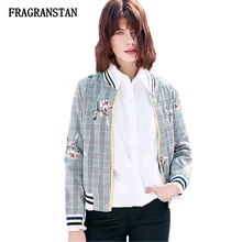 Весенне-осеннее женское винтажное модное серое клетчатое Пальто Новое Женское пальто с цветочной вышивкой высококачественная повседневная верхняя одежда Q596