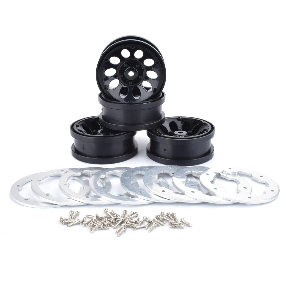 

1:10 RC Car Rock Crawler 1.9" BlackBeadlock Wheel Rims for 1.9in Crawler tires