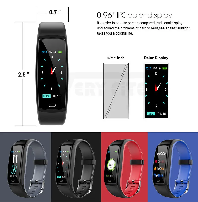 VERYFiTEK Y9 Smart Band Blood Pressure Heart Rate Monitor Wristband Female Physiological Reminder Pedometer Fitness Bracelet (3)
