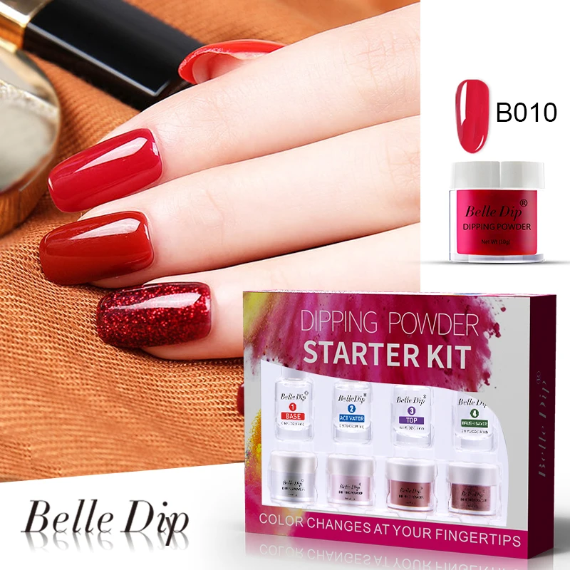 

BELLE DIP dip powder set in nail glitter 10g 15ml easy soak off no need lamp cure long lasting nail powder DIY nail art salon