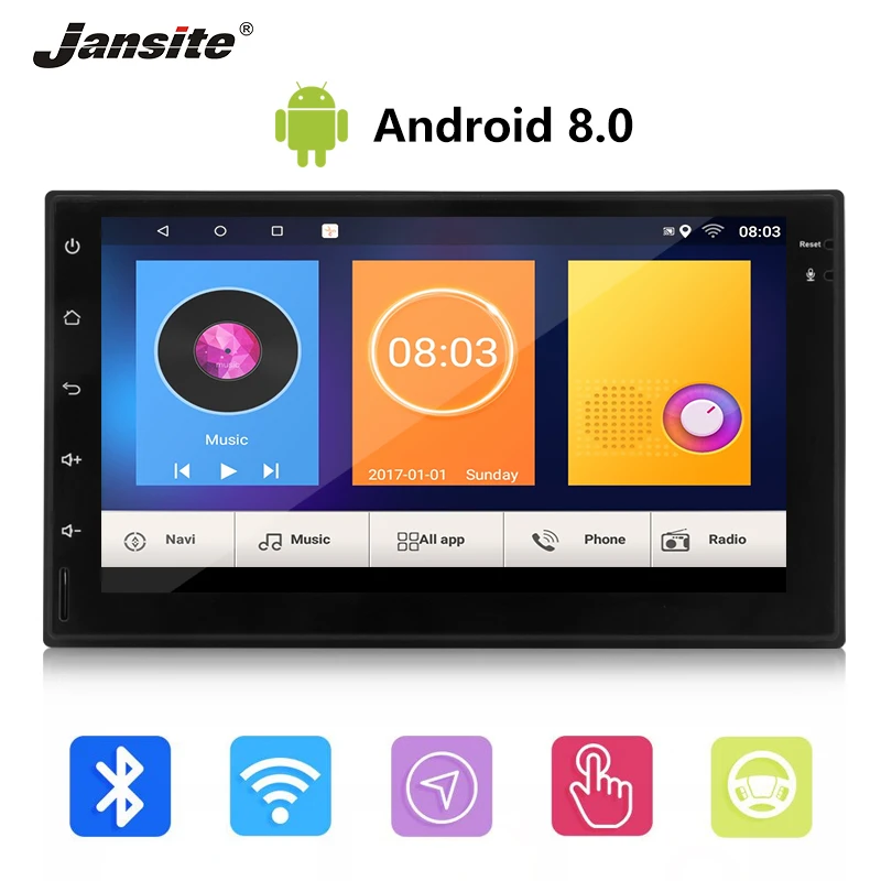 

Jansite 7" 2din Car Radio Android 8.0 GPS Navigation Wifi HD Digital monitor Touch screen Multimedia player with Rearview camera