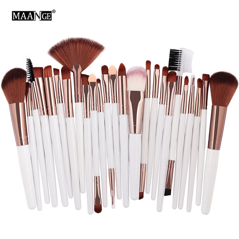 

MAANGE 25pcs Makeup Brushes Set Beauty Foundation Power Blush Eye Shadow Brow Lash Fan Lip Face Make Up Kabuki Tool Brush Kit