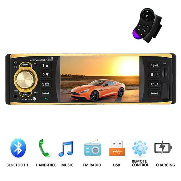

Hot 4019B Car Radio 4.1 inch 1 Din Audio Radios MP5 Player AUX FM R Bluetooth Support Rearview Camera With Remote Contol