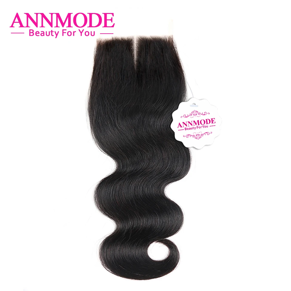 Annmode Brazilian Body Wave Lace Closure Middle Part 4x4 Human Hair Swiss Lace A Piece Free Shipping Non-remy Hair Bundles brazilian-body-wave-hair-with-closure