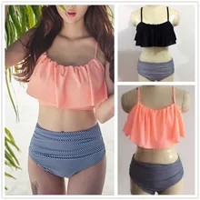 

2018 New Arrival Pleated Bikini Ruffle Bikinis Women Swimsuit Striped Bathing Suit Sexy Girl's Swimming Suit