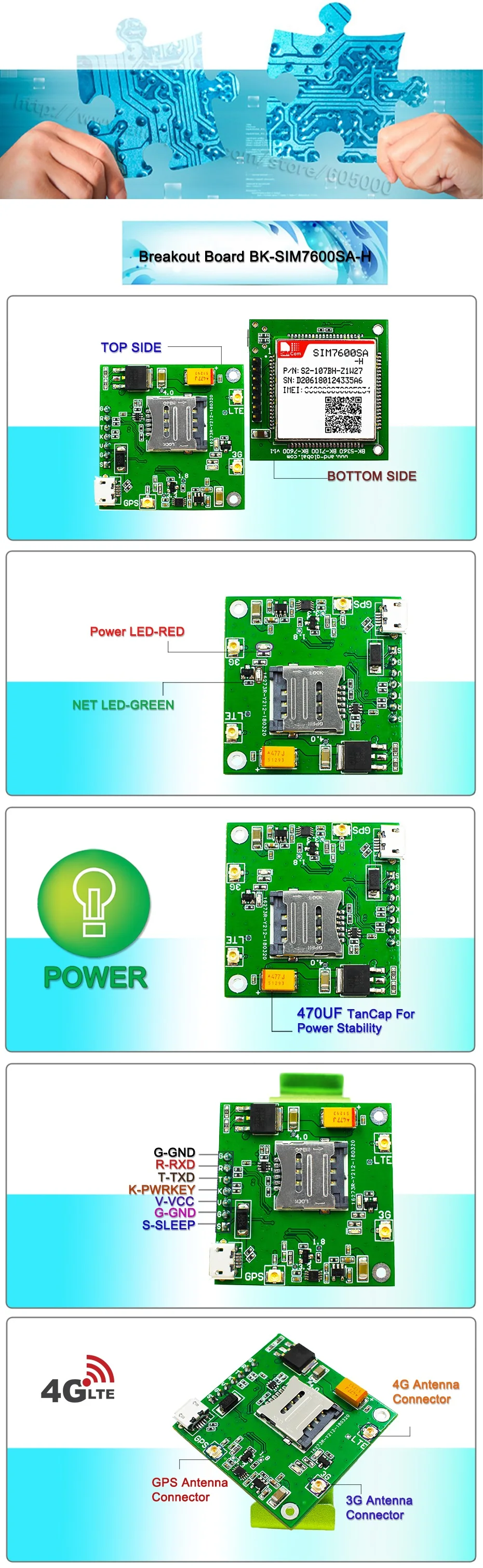 LTE SIM7600SA-H CORE board 4G development board 