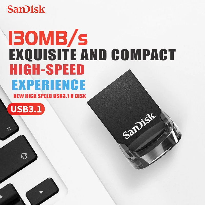 SanDisk Fit USB флэш накопитель 64 ГБ CZ430 16 Гб миниатюрный флеш 3 1 до 130 МБ/с./с Флэшка