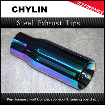 

1Pcs Fashion Universal Car Modification Grilled blue Stainless Steel 63mm-101mm Exhaust System tip end pipe Muffler Car styling