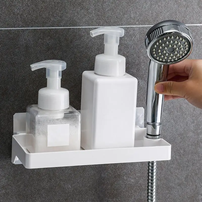 ABS+PVC Bathroom Plastic Shelf ABS Shower Head Holder Stick on Shampoo