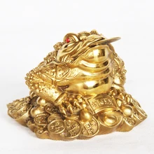 Sim lucky feng shui bronze três sapo pernecido, brinquedo abençoado, dinheiro da riqueza, estatueta de metal, presente de decoração de casa