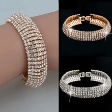 Мода 1 шт женский популярный Золотой Серебристый сплав кристалл браслет ювелирные изделия подарок