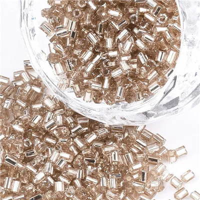 Около 2100 шт./пакет, 450 г/пакет шестигранные круглые стеклянные бусины для изготовления ювелирных изделий, серебряные выстроченные двухсекционные бусины, отверстие: 0,8 мм F80