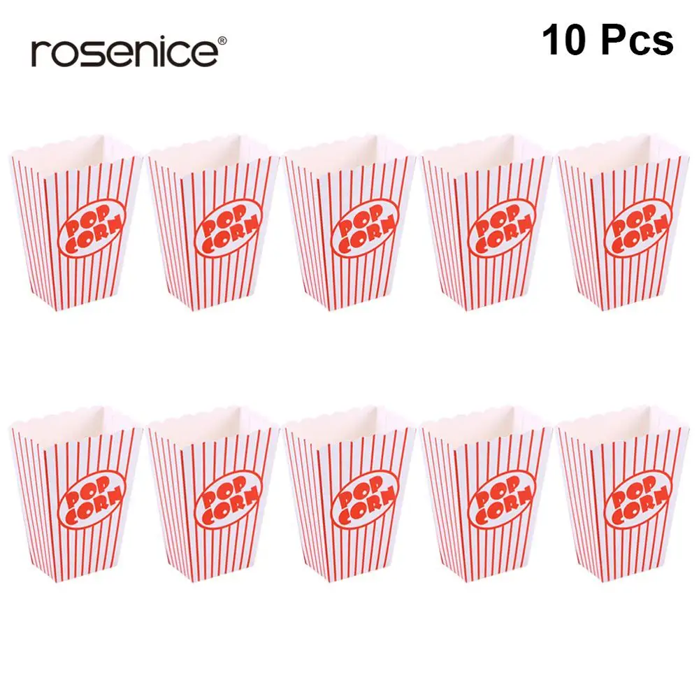 

10pcs Popcorn Boxes Nontoxic Stripes Paper Disposable Corn Candy Bag Birthday Party Supplies Containers Tableware for Home