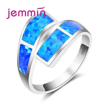 

Blue Fire Opal Ring Vintage Silver Color Jewelry Wedding Rings For Men And Women Christmas Day Gift