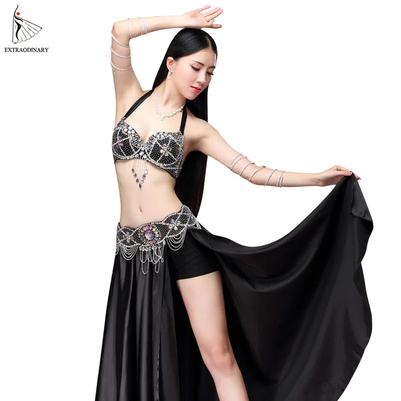 

New Belly Dancing Costumes Night Danse Tops Orientale Eastern Style Stage Beaded Tassels Carnival Bra and Belt 2 Pcs