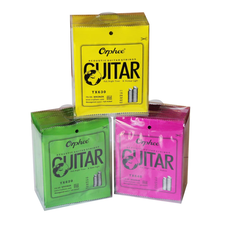 

Orphee 1 SET ACOUSTIC Guitar String Hexagonal core+8% nickel FULL,Bronze Bright tone& Extra light Extra Light Medium