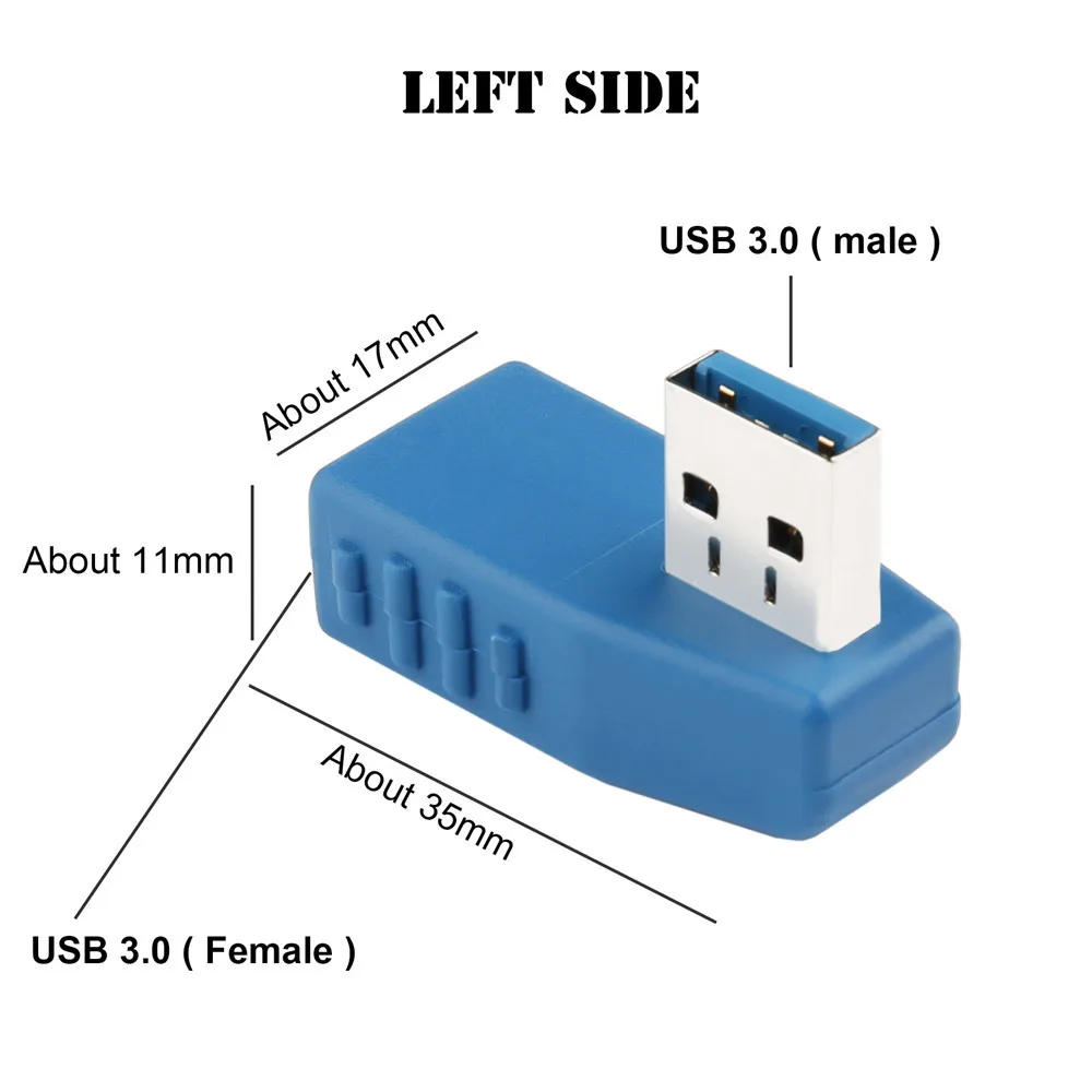 Синий 90 градусов по вертикали влево вправо вверх вниз Угловой USB 3,0 мужчин и женщин M/F адаптер соединитель конвертер