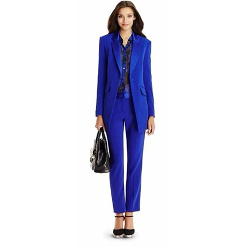 2019Jacket+Pants Women Business Suit Long Sleeves Blazer Female Office Uniform Ladies Formal Trouser Suits Single Breasted Pink - Цвет: Picture Style 14