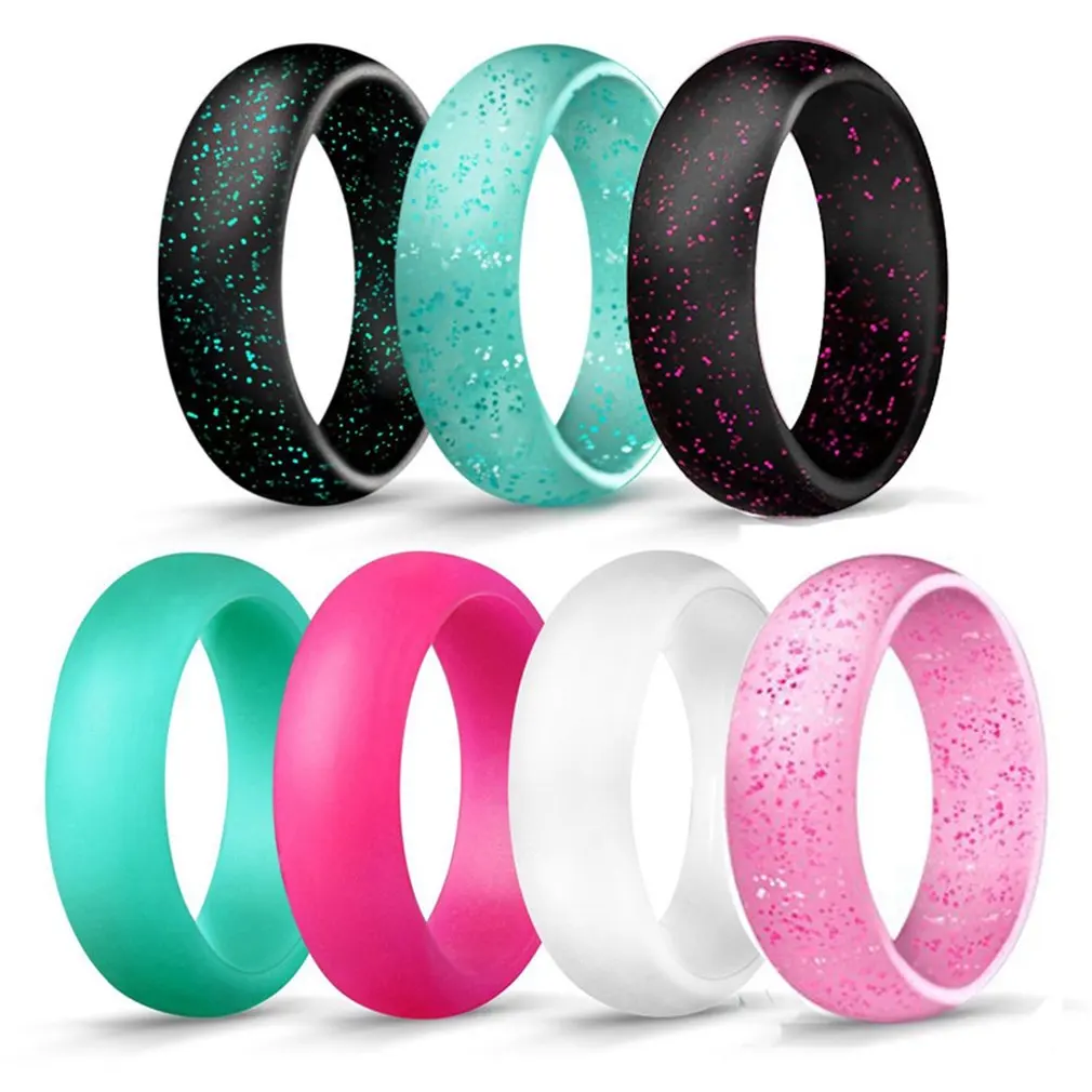 7pcs/pack Silicone Ring 5.7mm Wide 2mm Thickness Stylish Personalized