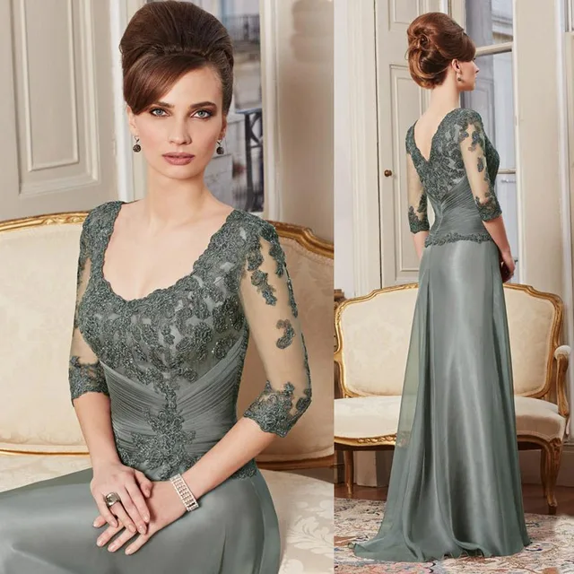 Mother Of The Bride Groom Dresses Scoop Neck 3 4 Sleeve Wedding Mother Of The Bride Groom Dresses Scoop Neck 3 4 Sleeve Wedding Party Dress For