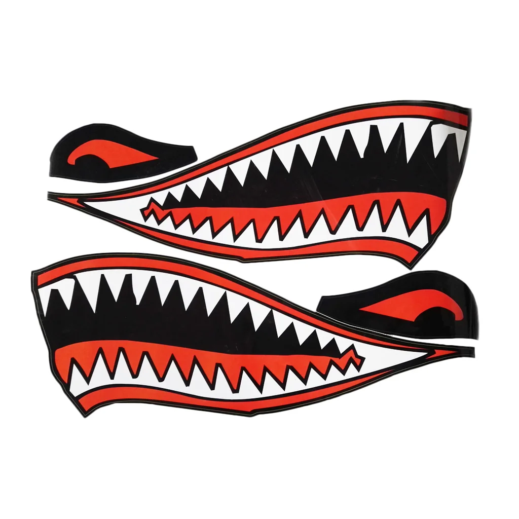 1 Pair Shark Teeth Mouth Decal Stickers for Kayak Canoe Boat Waterproof, very strong and durable self adhesive