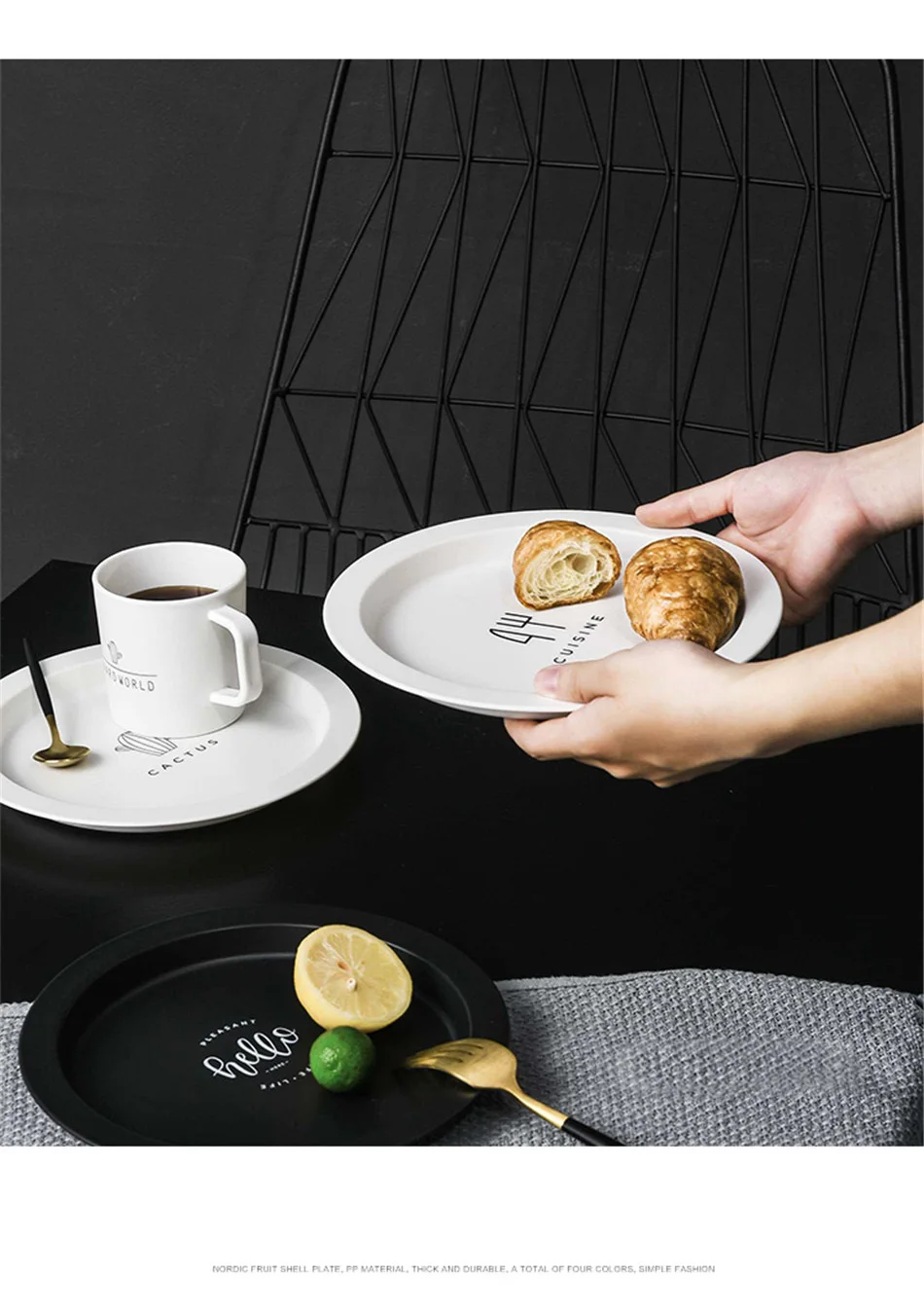 Nordic Round  Fruit Bowl Creative Simple Living Room Plastic Western Tableware Breakfast Dessert Dried Fruit Dish Home Plates (5)