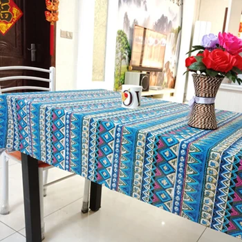 

Ethnic style linen tablecloth printing dustproof and oilproof rectangular wedding tablecloth coffee table cloth