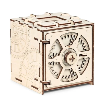 

abay 2019 hot Cipher Code Deposit Box Mechanical Wooden Model 3D Puzzle Educational Toys WB-12