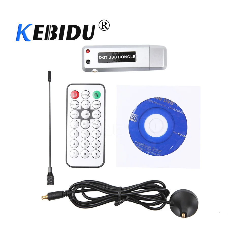 

kebidu Digital USB 2.0 DVB-T HDTV Tuner Recorder Receiver Software Radio DVB T Tuner HD TV with Antenna for Laptop PC Notebook