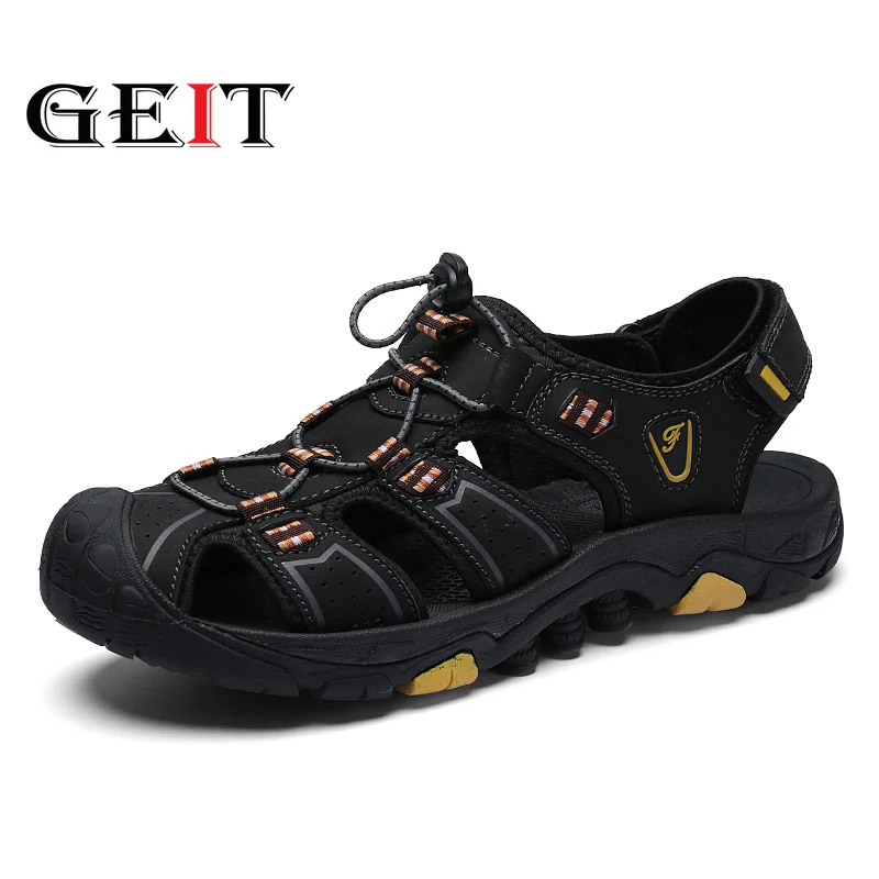 

Men's Beach&Outdoor Sandals Genuine Leather Summer Men Shoes Beach Sandals Men Fashion Outdoor Casual Sneakers Size 46