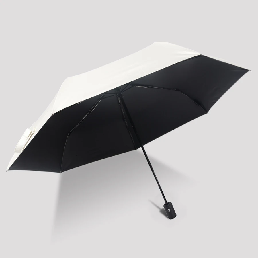 Модные Белые автоматический женский зонт автоматический зонт от дождя Для женщин Для мужчин 3 складной автоматический зонт черное покрытие зонтик мини