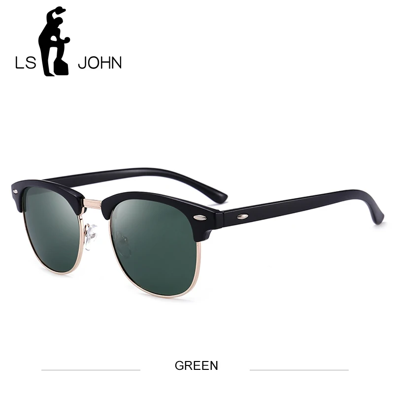 LS JOHN поляризационные солнцезащитные очки для женщин и мужчин Классические брендовые дизайнерские пилот, вождение в гольф солнцезащитные очки Oculos De Sol UV400 - Цвет линз: GREEN