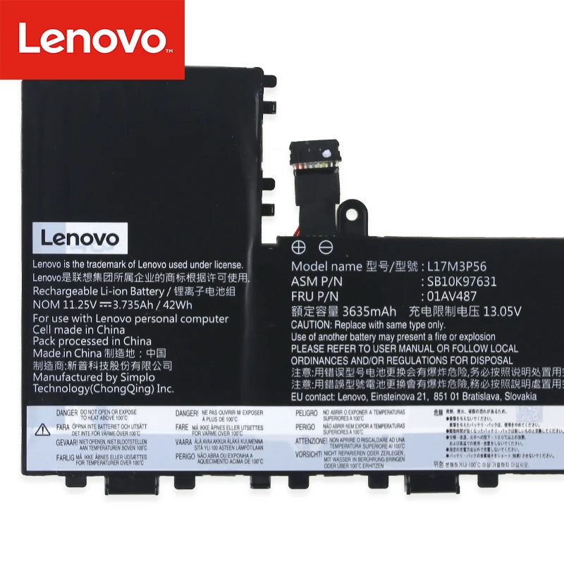 Ноутбук Батарея для lenovo Thinkpad 11e-20LQ Батарея 01AV487 3 сотового 42Whr L17L3P54 01AV486 01AV487 SB10K97630 l17m3p56