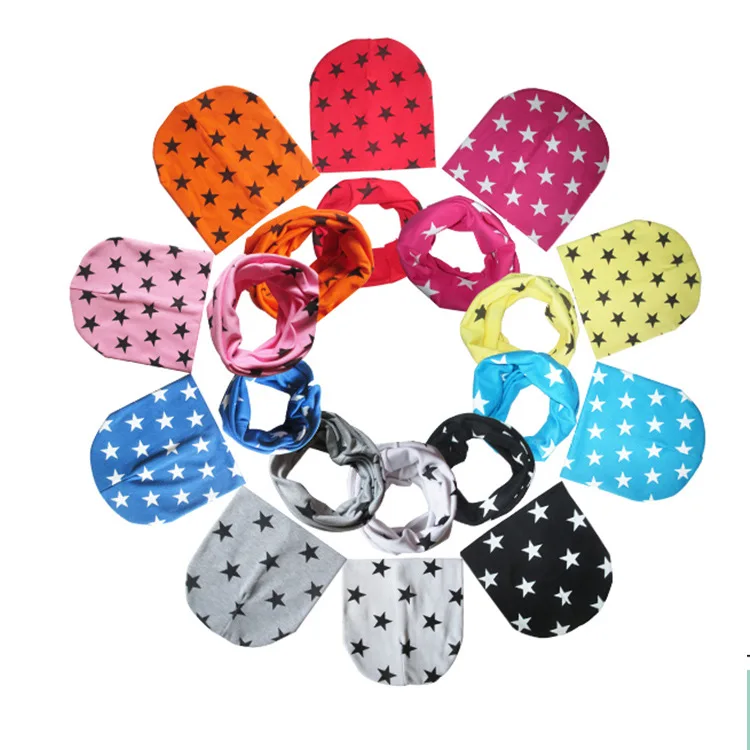 

2pcs Cap+Scarf Sets for Baby Spring Autumn Cotton Baby Hats Cartoon Print Newborn Hat Elastic Toddler Infant Cap