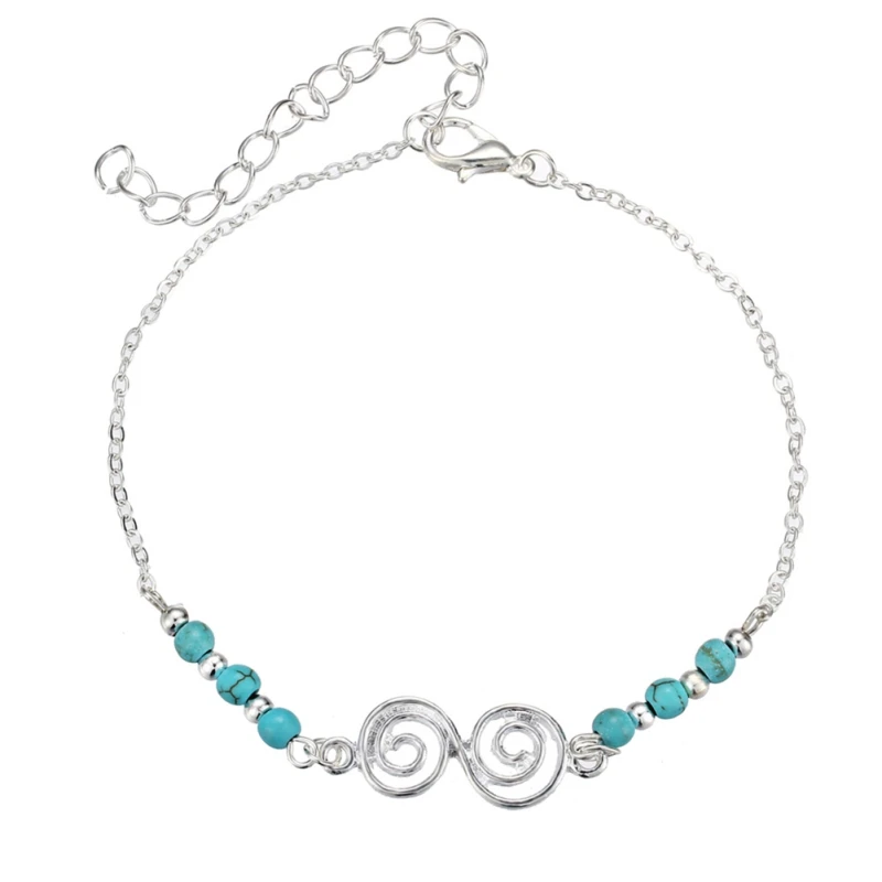 

Bohomian Style Bracelet And Anklets For Women Geometric Pendent Unisex Trendy Lady Foot Jewelry Blue Stone Simple Jewelry